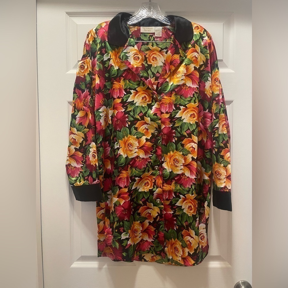 Vintage Victoria’s Secret Gold Label Floral Sleep Top Pajama Shirt P/S